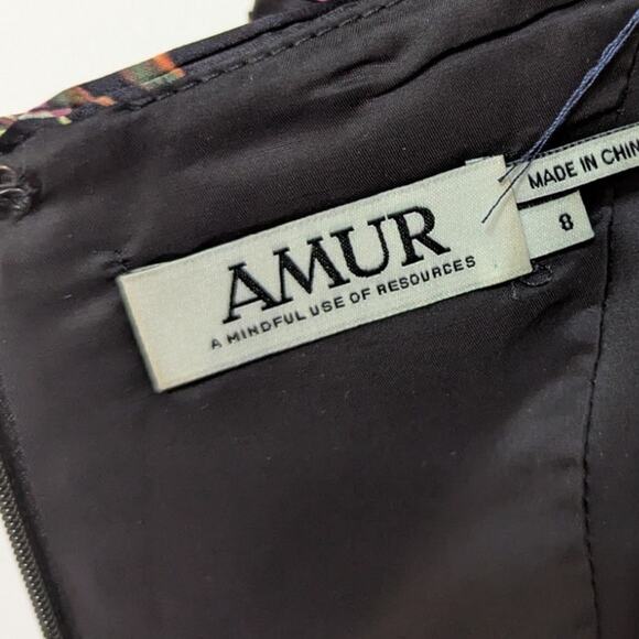 AMUR Londyn Pleated Tiered Maxi Dress Black Floral Size 8 Women's Preowned - Picture 8 of 12